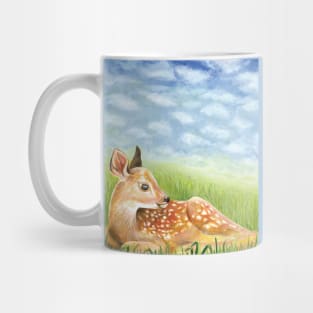 Baby Deer Fawn in Green Grass Illustration Mug